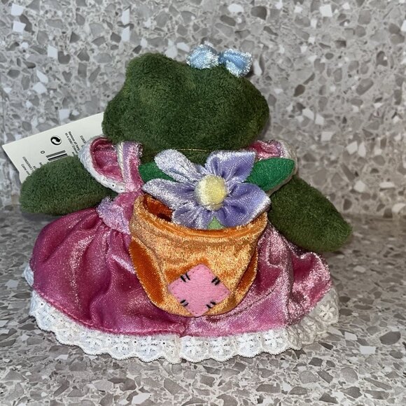 Gund Sweet Peas Ribbirta 60033 Small Plush Frog Flower in Backpack with Tag Toy - Picture 3 of 16